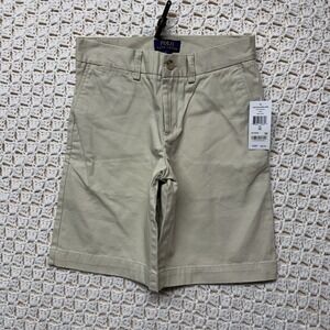 New Ralph Lauren Boy's Shorts Sz 12 Chino Khaki Beige Flat Front School Casual